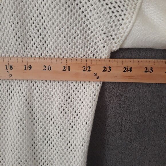 Lilla P Open Open Knit Cardigan Sweater Women's M White Long Sleeves - Picture 7 of 11